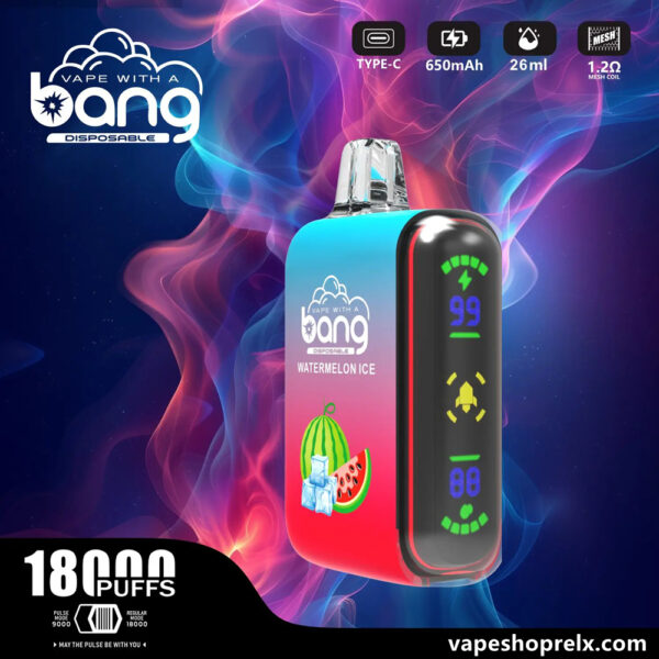 Bang Rocket 18000口一次性電子煙/拋棄式霧化棒 全新側面顯示/口味豐富/可充電電子煙