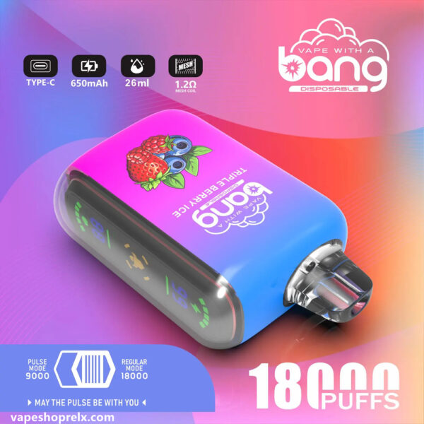 Bang Rocket 18000口一次性電子煙/拋棄式霧化棒 全新側面顯示/口味豐富/可充電電子煙