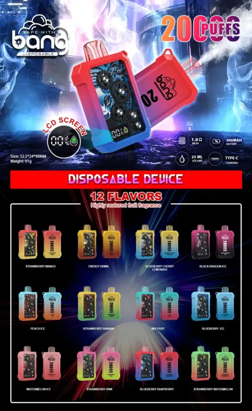 Bang Wheel 20000 Puffs 拋棄式電子煙 超大容量可充電霧化棒 歐美爆款