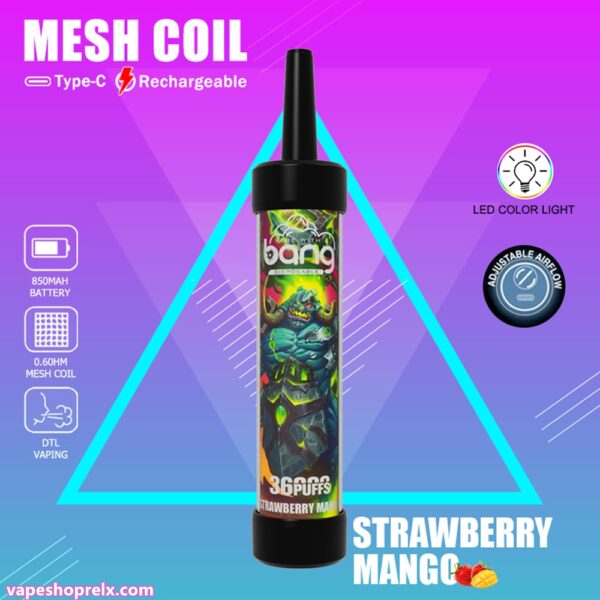 Bang 36000 Puffs大炮 釋放野獸 採用加特林機槍煙花設計 一次性電子煙 拋棄式霧化棒 台灣電子煙批發