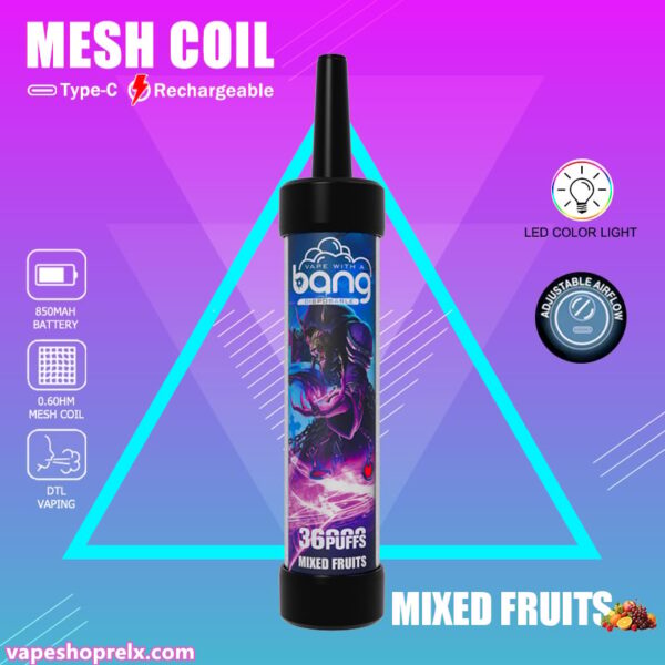 Bang 36000 Puffs大炮 釋放野獸 採用加特林機槍煙花設計 一次性電子煙 拋棄式霧化棒 台灣電子煙批發