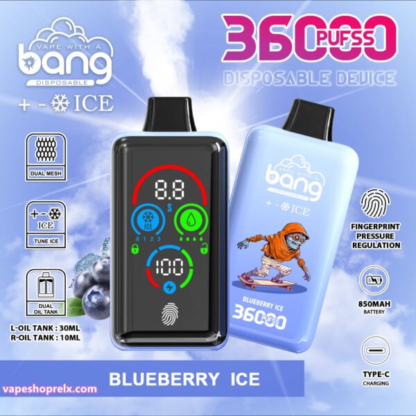 Bang 36000 Puffs Ice Level拋棄式電子煙 冰級 涼爽 專為36000次純粹享受而打造