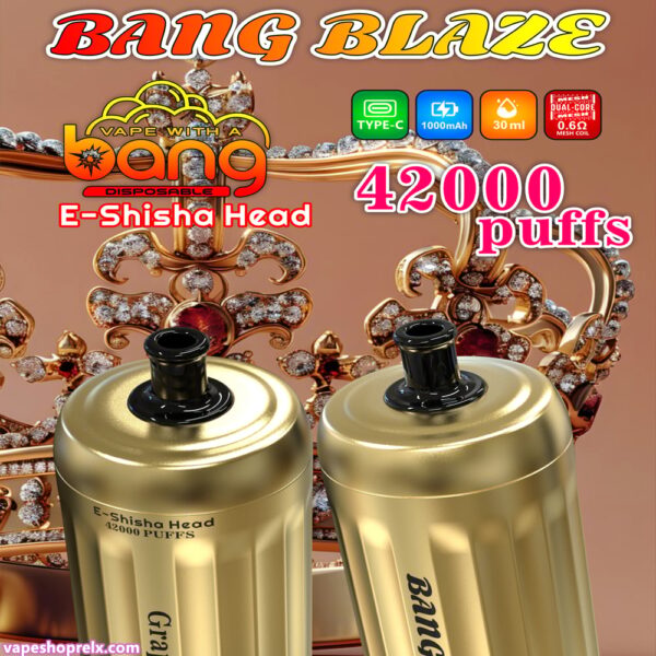 Bang E-Shisha 42000 Puffs 拋棄式電子煙 電子水煙頭 一次性霧化棒 金色設計 台灣電子煙批發