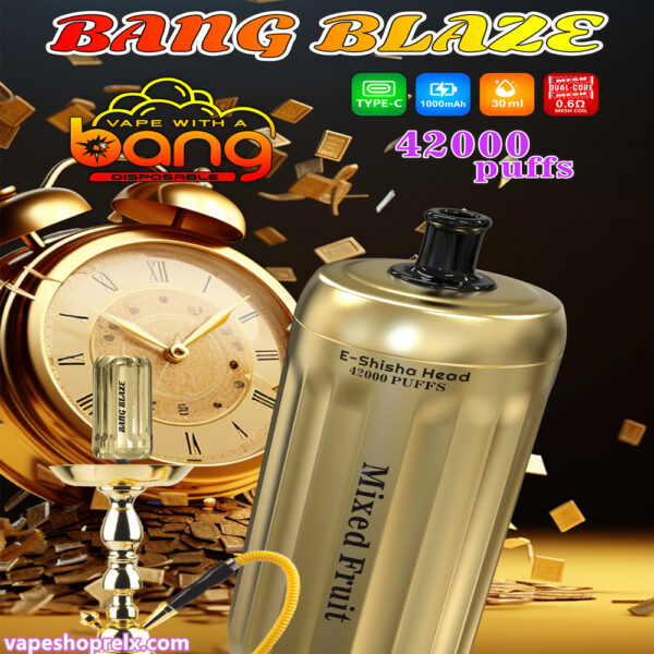 Bang E-Shisha 42000 Puffs 拋棄式電子煙 電子水煙頭 一次性霧化棒 金色設計 台灣電子煙批發