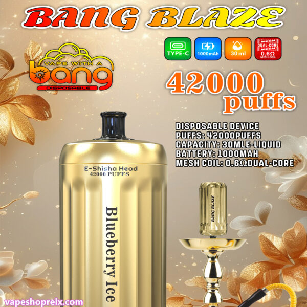 Bang E-Shisha 42000 Puffs 拋棄式電子煙 電子水煙頭 一次性霧化棒 金色設計 台灣電子煙批發