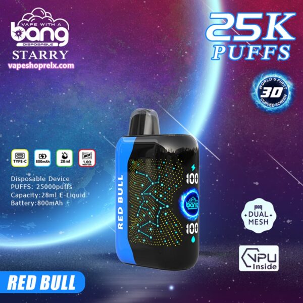 Bang Starry 25000 Puffs拋棄式電子煙 星空風味霧化棒 全新3D曲面屏幕 歐美爆款