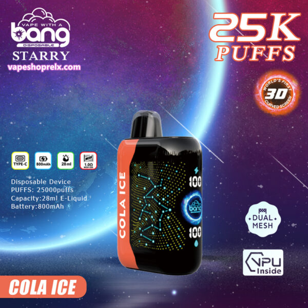 Bang Starry 25000 Puffs拋棄式電子煙 星空風味霧化棒 全新3D曲面屏幕 歐美爆款