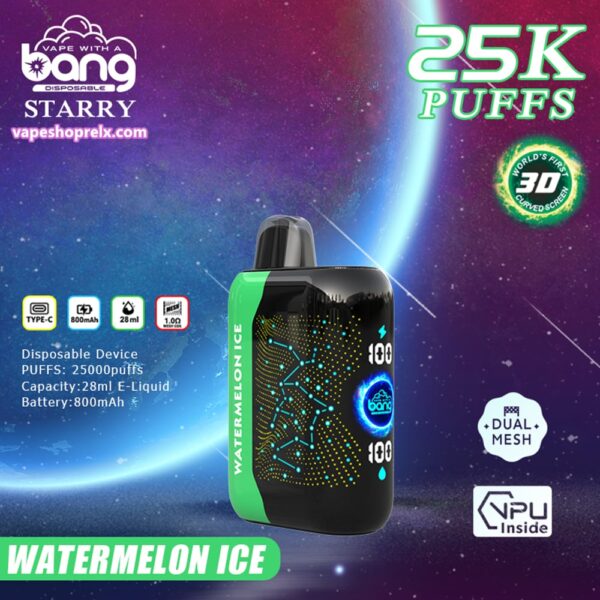Bang Starry 25000 Puffs拋棄式電子煙 星空風味霧化棒 全新3D曲面屏幕 歐美爆款
