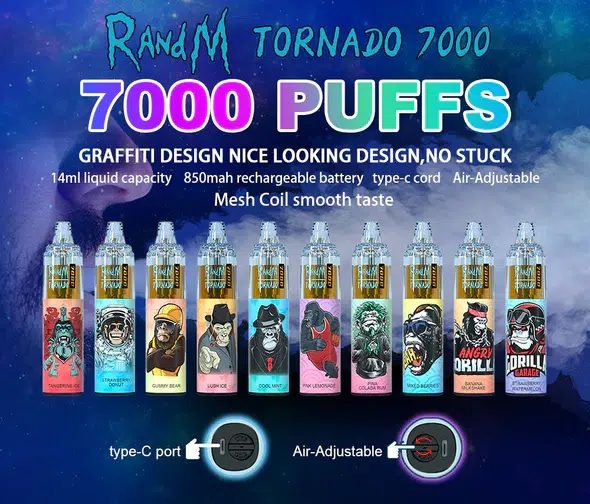 Randm Tornado 7000 Puffs 龍捲風拋棄式電子煙 歐美爆款