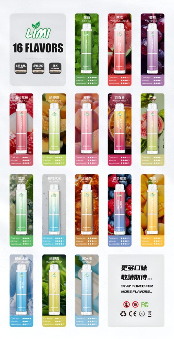 Limi 8000 Puffs 拋棄式電子煙 711到付