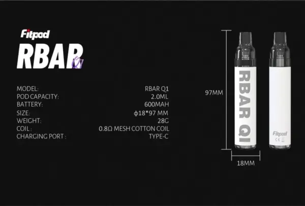 Fitpod RBAR Q1 一次性注油主機 拋棄式主機 可重複註油 台灣電子煙批發